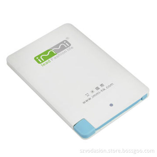 2014 New Fashion Credit Card Portable 1500mAh/2000mAh/2500mAh Power Bank with Built-in Cable